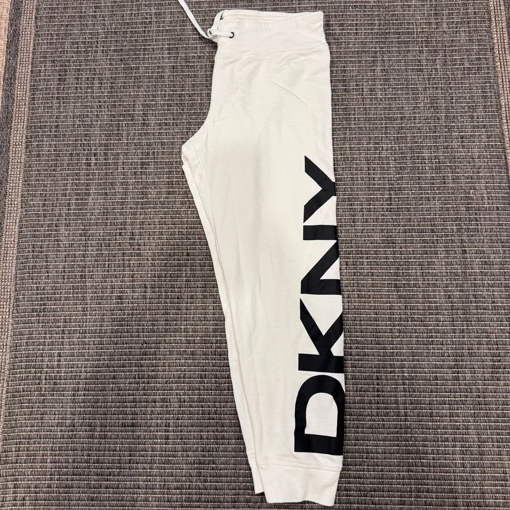 DKNY Cream Joggers with Black Side Logo Panel